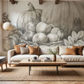 Bountiful Harvest IV BW Mural Wallpaper - room preview 04