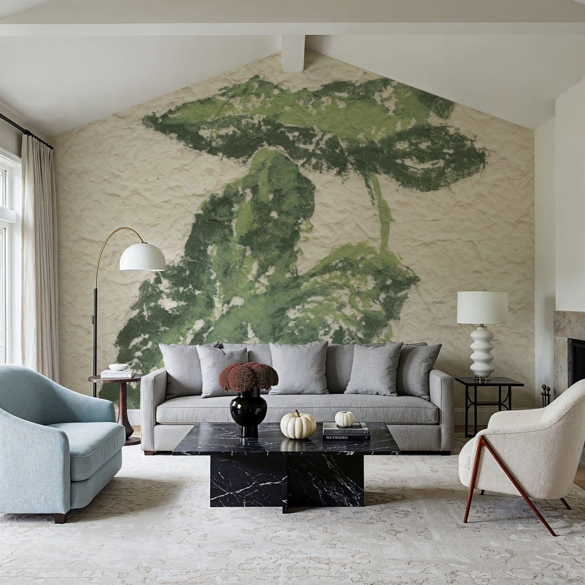 Textile Leaves I Mural Wallpaper - room preview 04