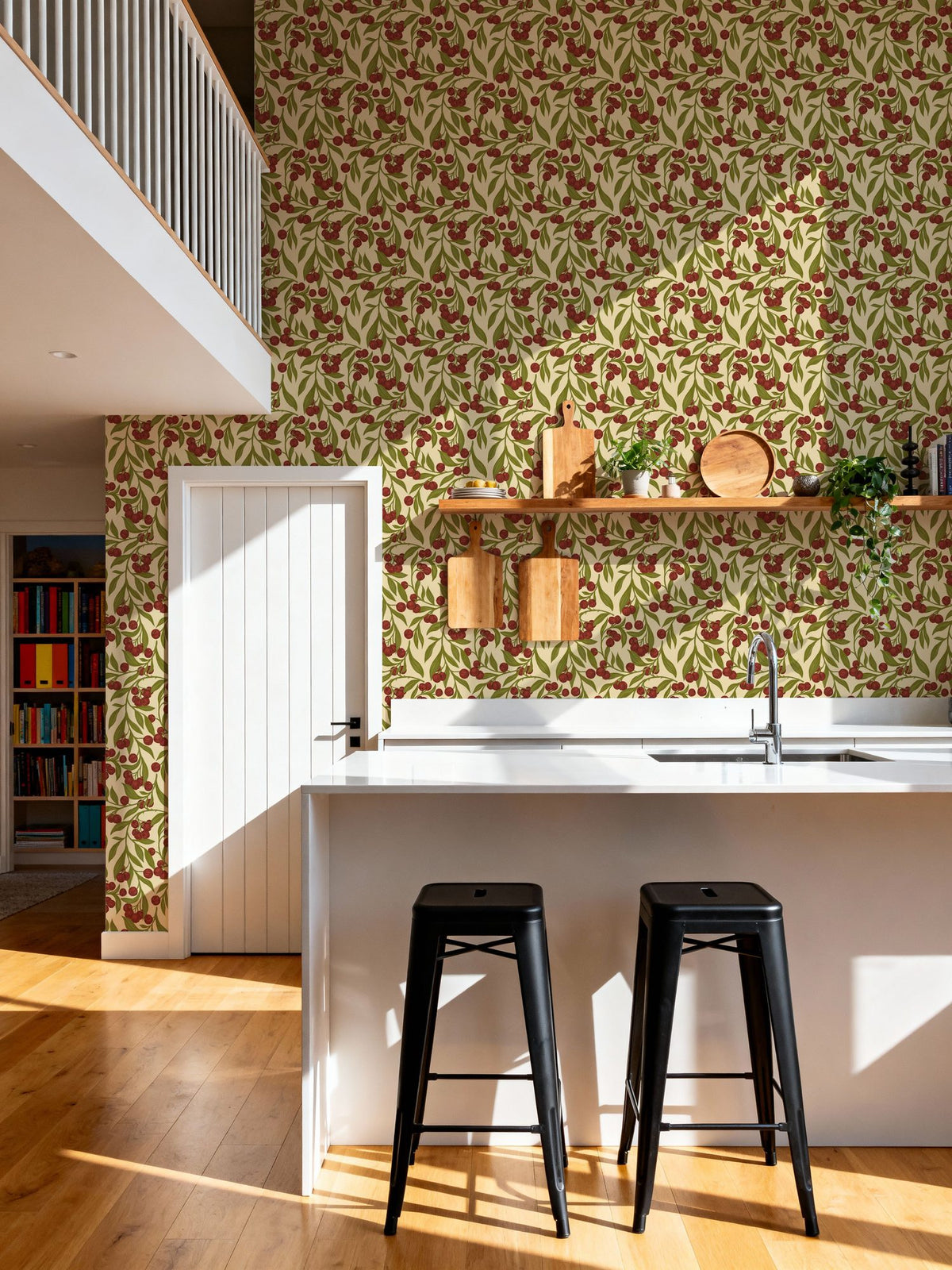 Autumn Berries, Red Mural Wallpaper - room preview 04