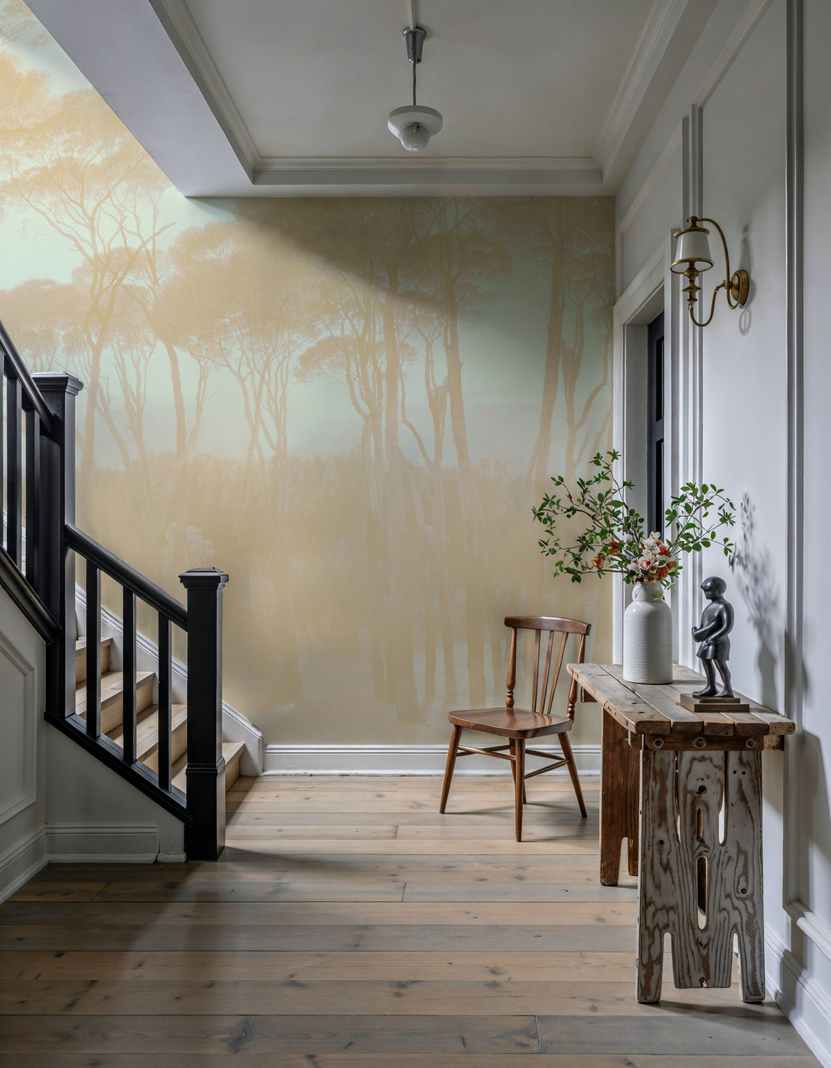 Mediterranean Pine Landscape, Apricot Mural Wallpaper - room preview 04