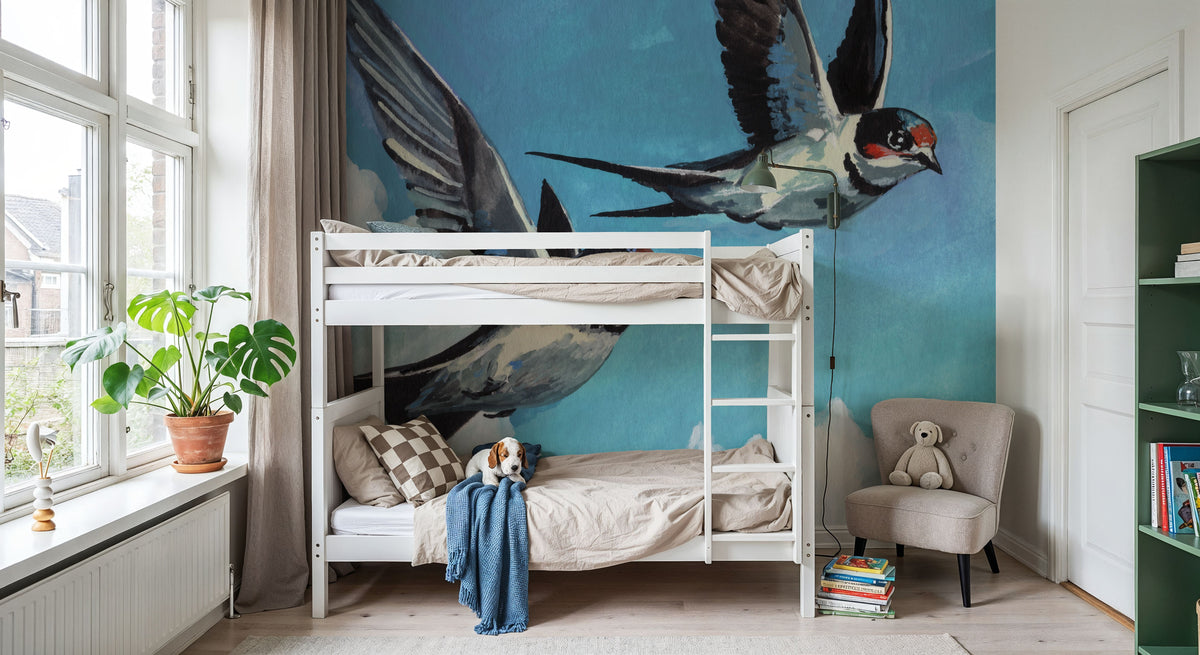 Two Birds in the Clouds Mural Wallpaper - room preview 04