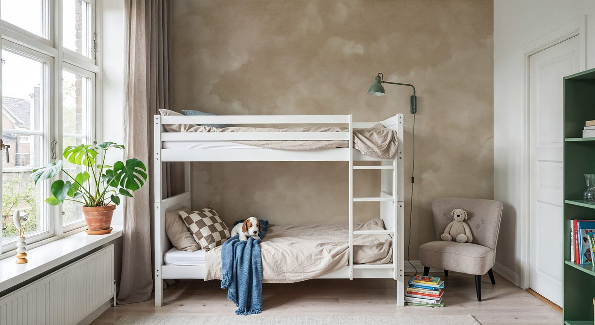 Painted Dreamy Clouds, Sepia Mural Wallpaper - room preview 04