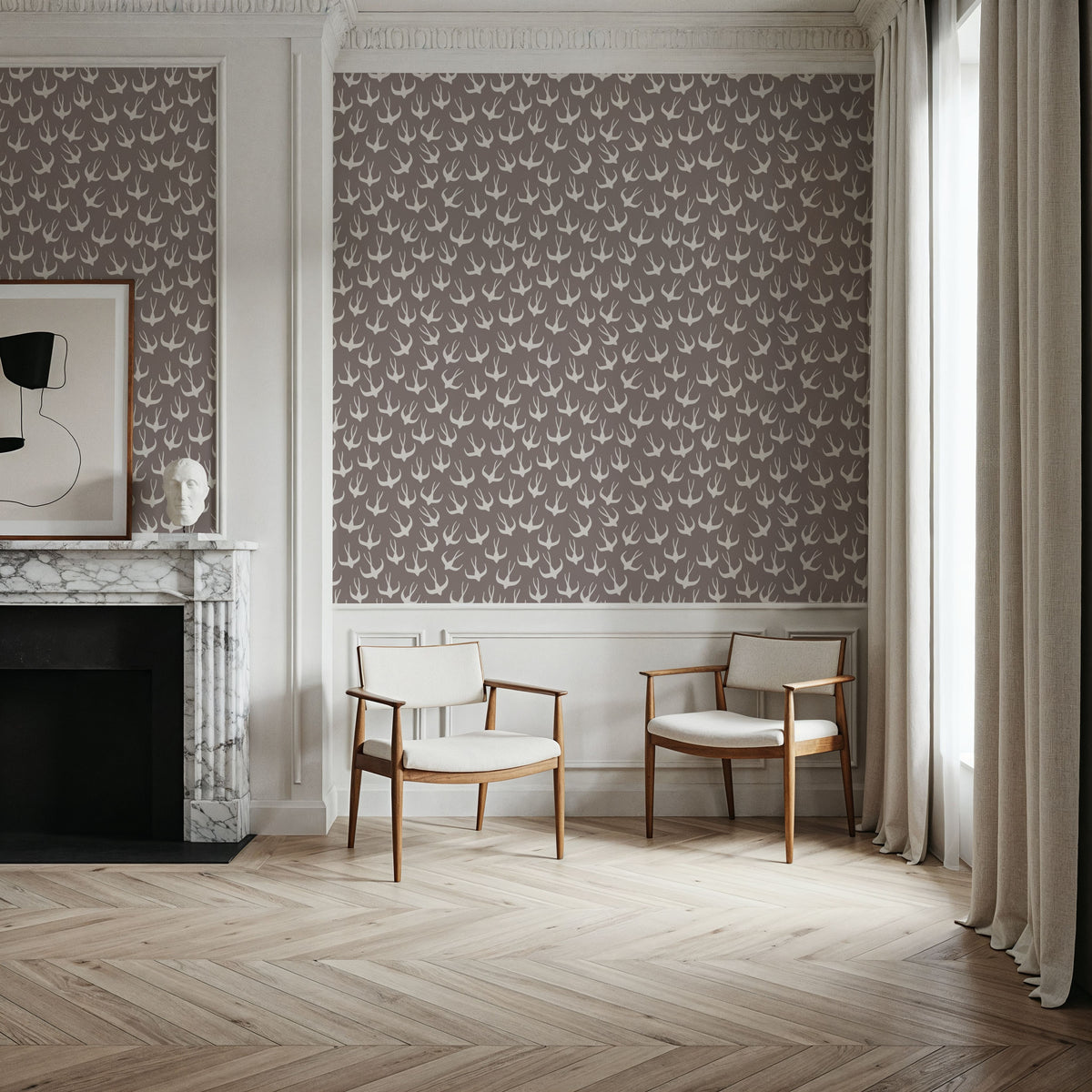 Swallow Family Mural Wallpaper - room preview 04