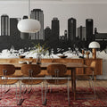 St Petersburg Florida Skyline Black & White Mural Wallpaper - room preview 04