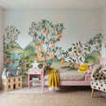 Orchard Reverie (no Animals), Sky Blue Mural Wallpaper - room preview 04