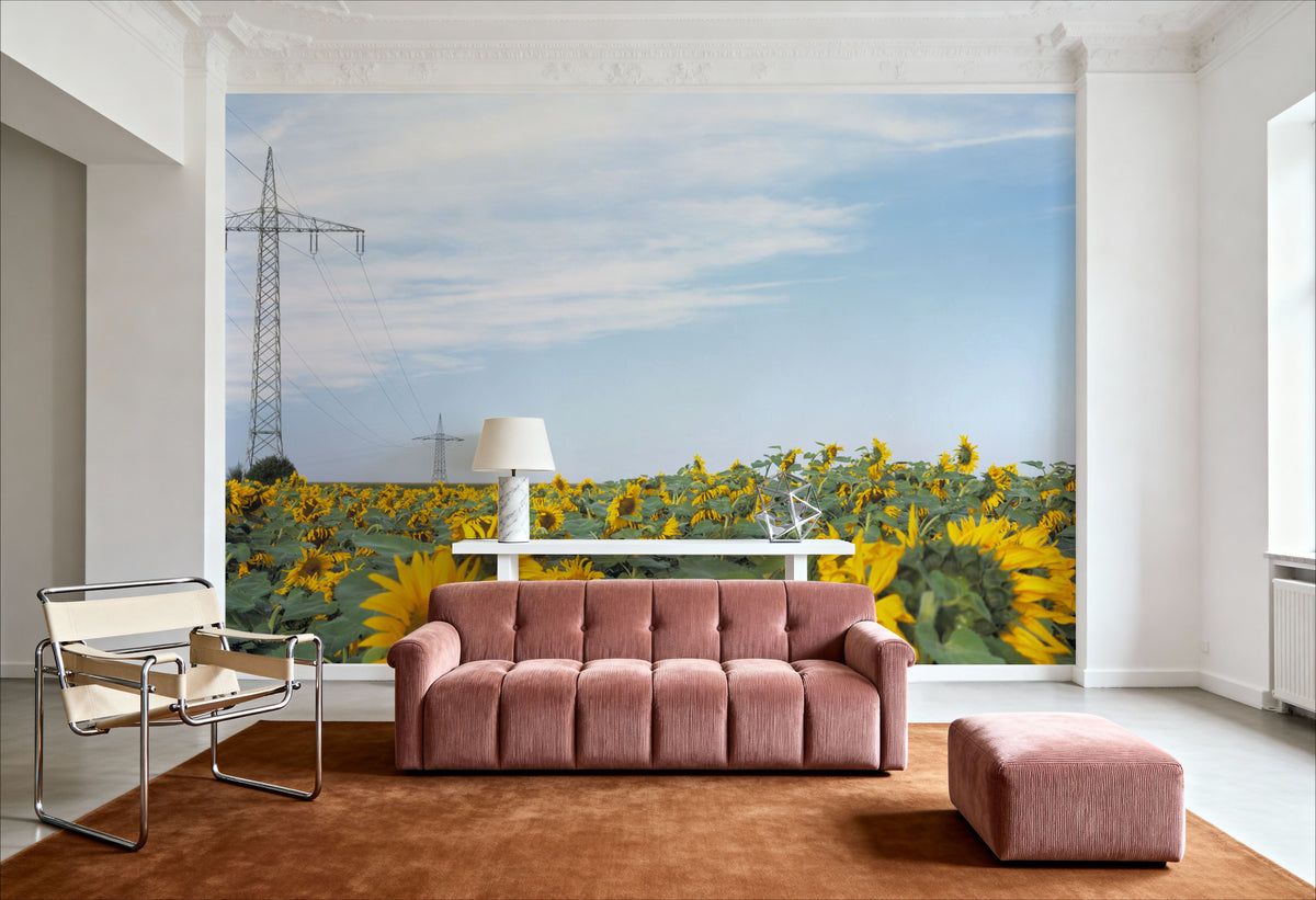 Sunflowers & Steel Mural Wallpaper - room preview 04