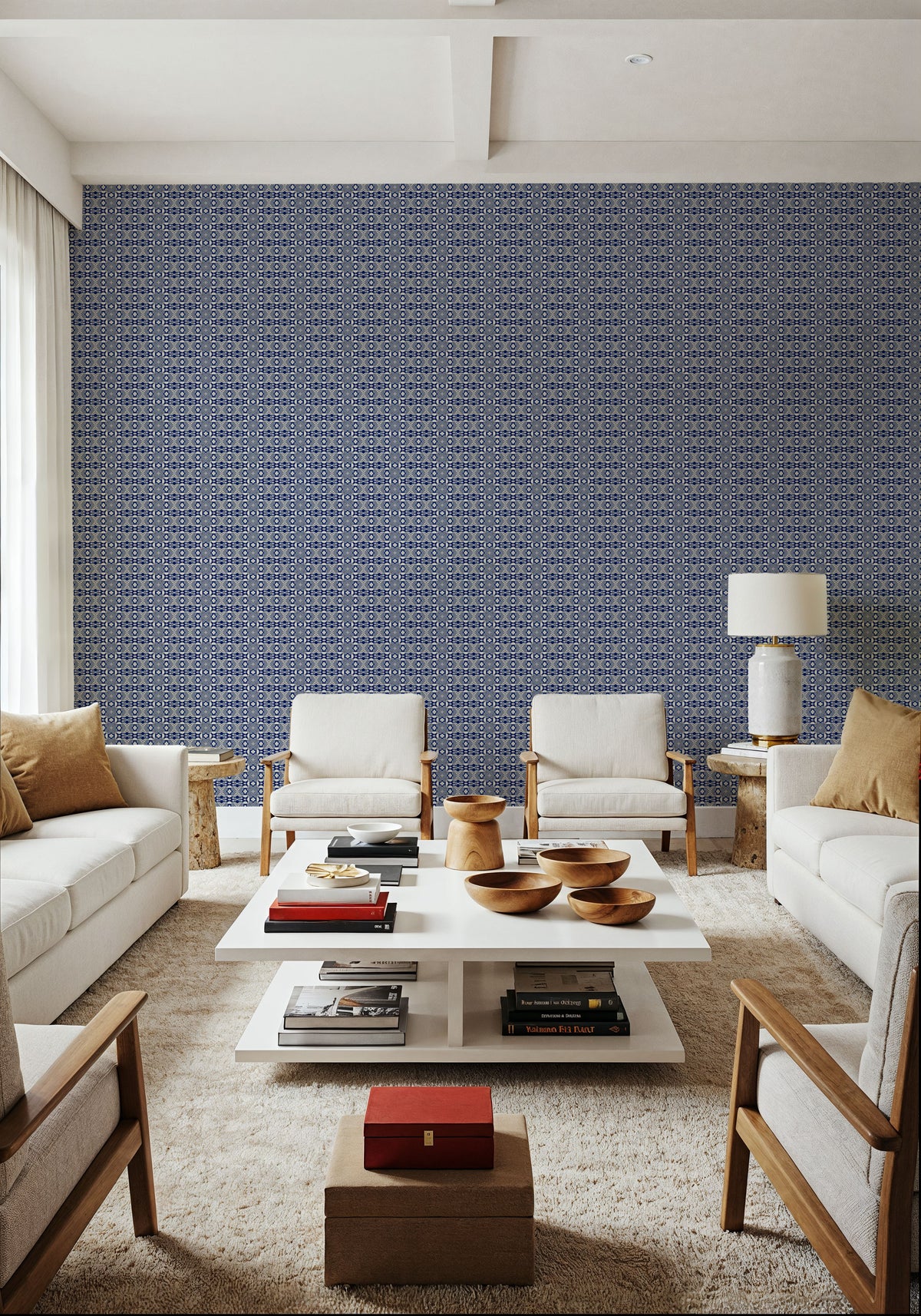 Nara Mirrored Flowers Mural Wallpaper - room preview 04