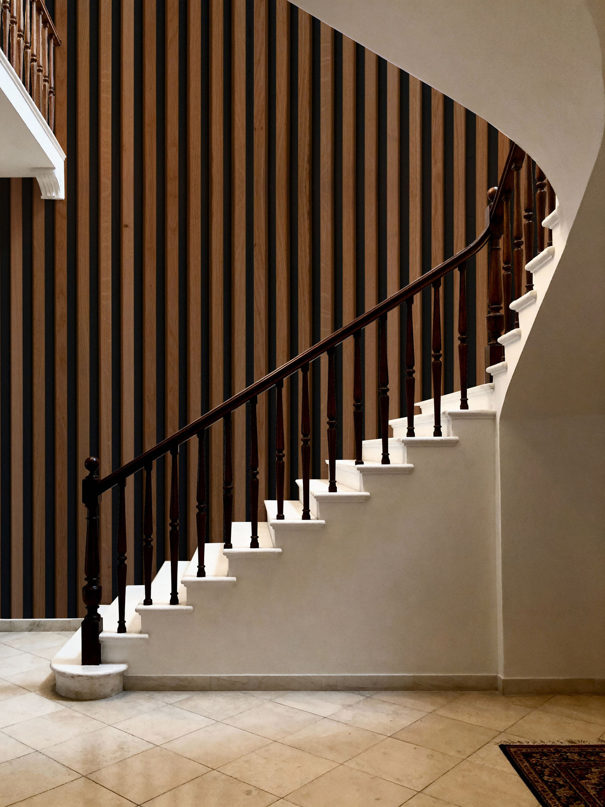 Faux Slatted Wood Panel Mural Wallpaper - room preview 04