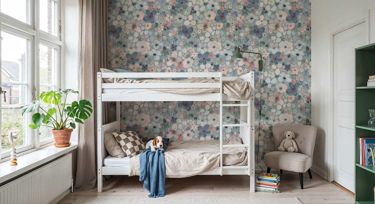 Wildflowers Mural Wallpaper - Neutral Tone - room preview 04