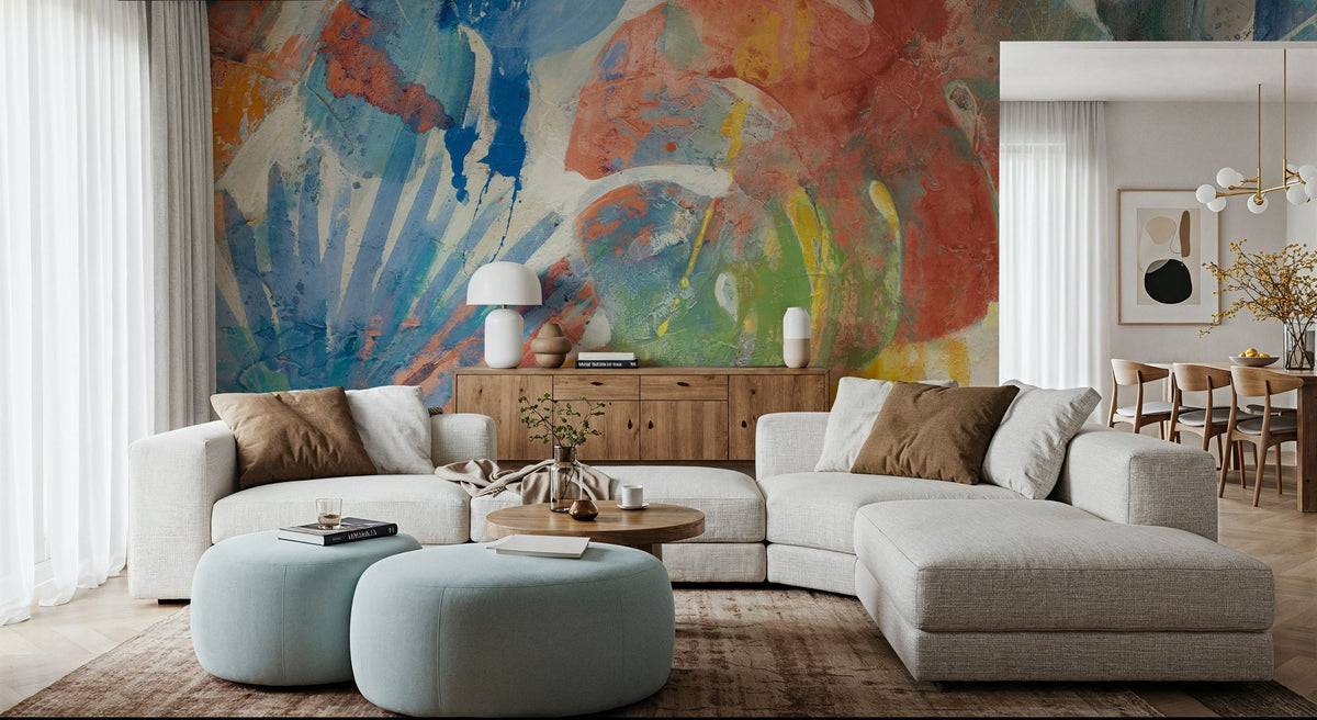 Palm Abstract Bright Mural Wallpaper - room preview 04