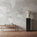 World Map Cities - Maeli Neutral Mural Wallpaper - room preview 04