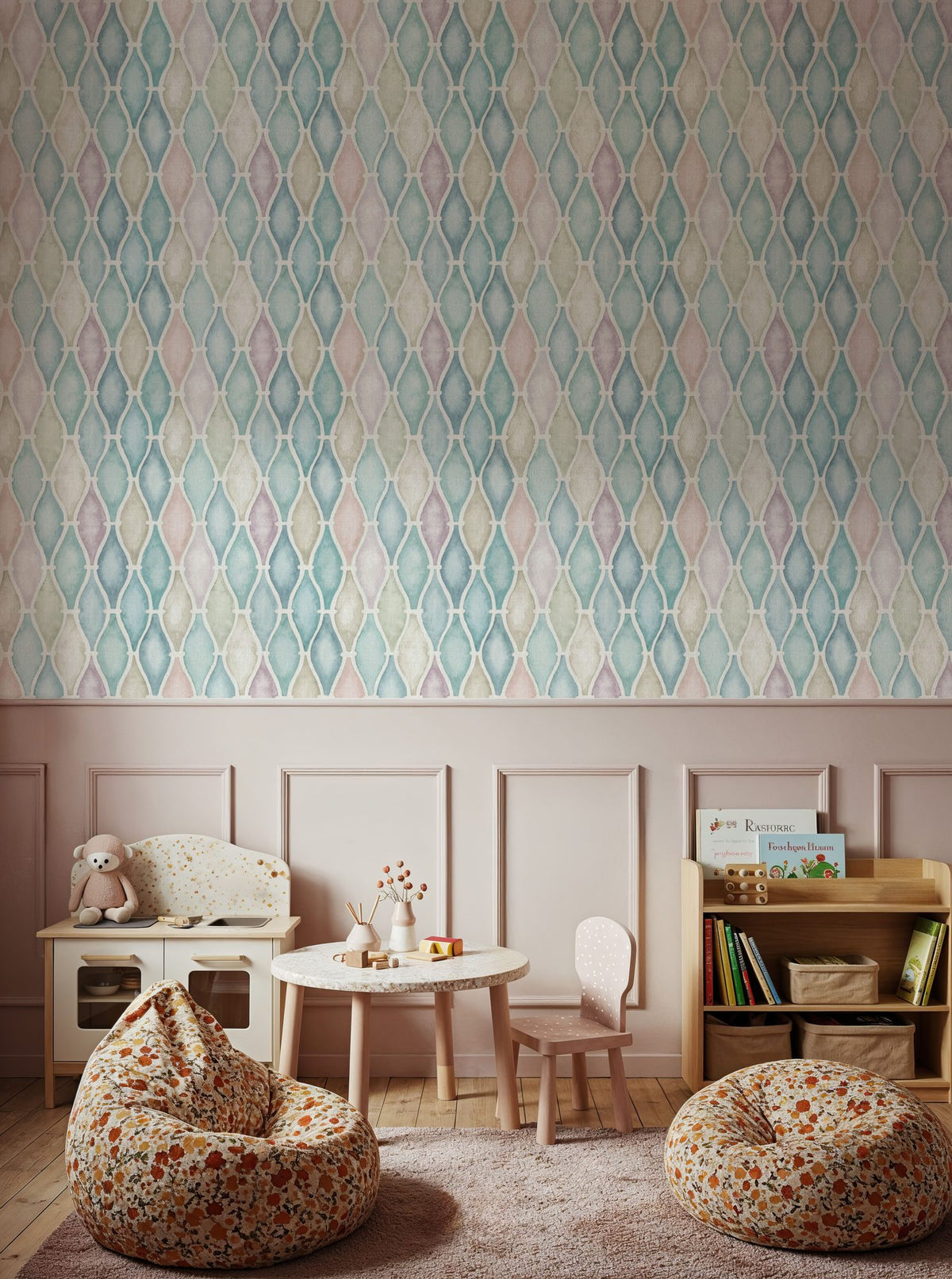 Ocean Waves Pastel Mural Wallpaper - room preview 04