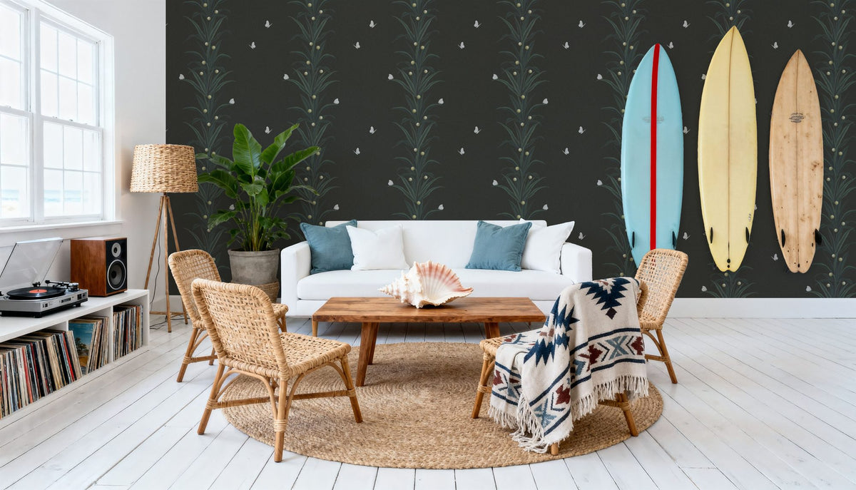 Foliage & Butterflies - Slate Mural Wallpaper - room preview 04