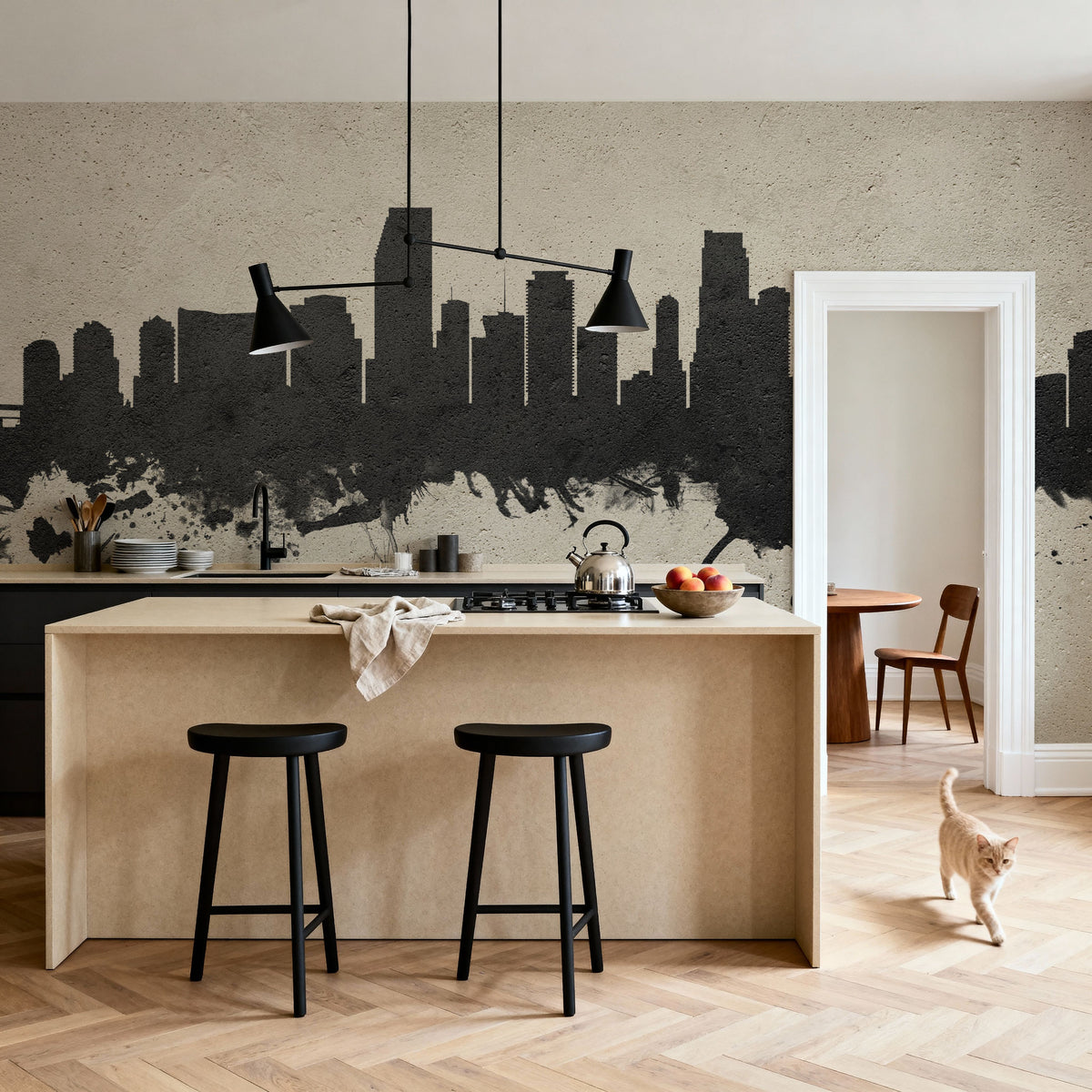 Miami Florida Skyline Concrete Mural Wallpaper - room preview 04