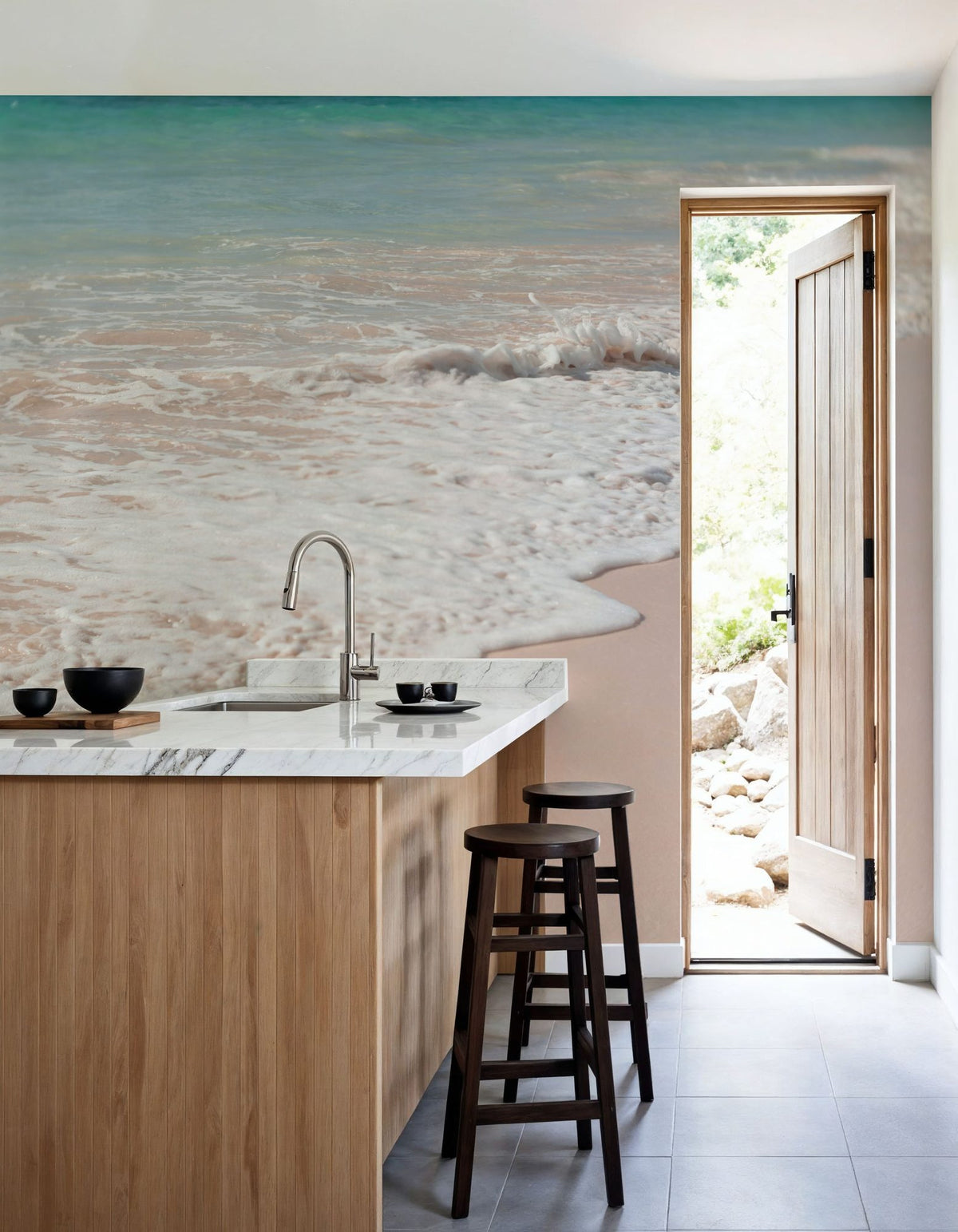 Pink Sand Shoreline Mural Wallpaper - room preview 04