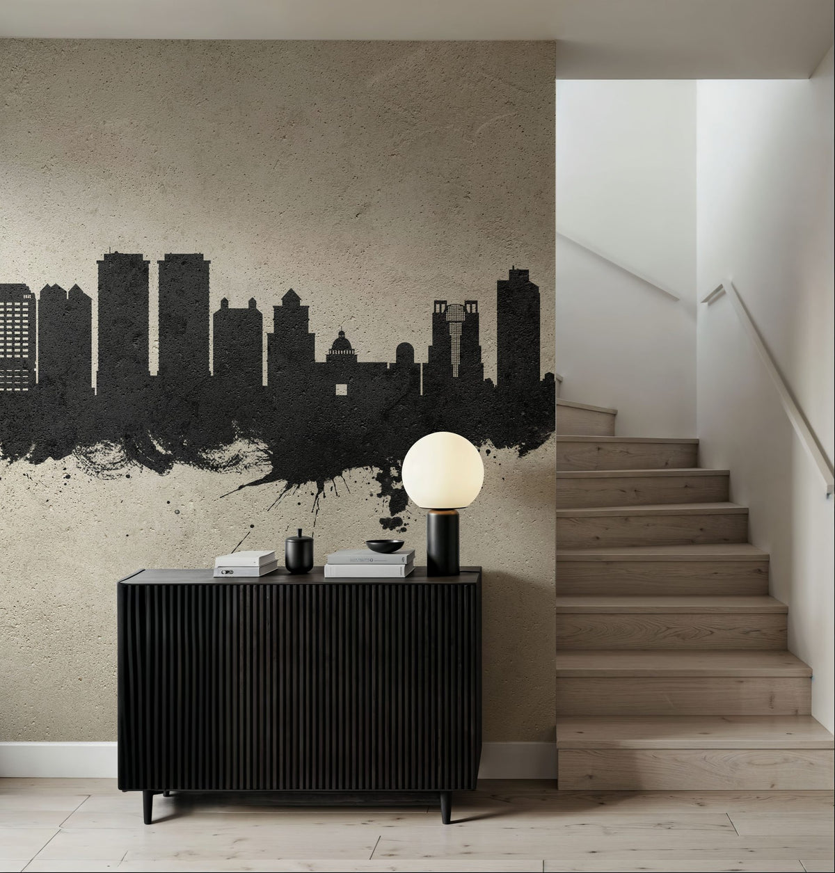 West Palm Beach Florida Skyline Concrete Mural Wallpaper - room preview 04
