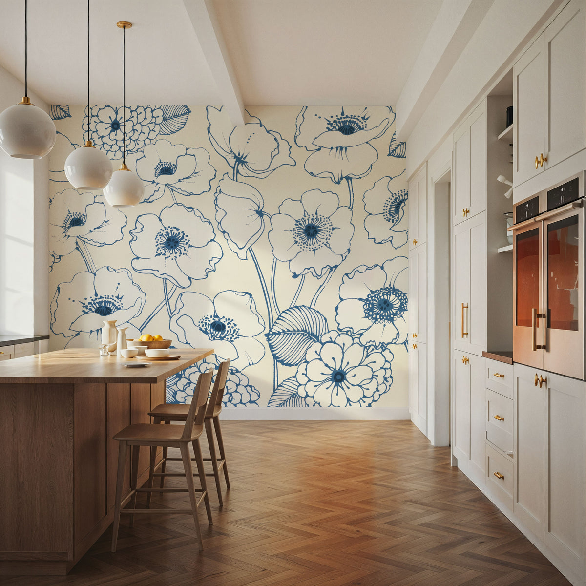 Pen and Ink Flowers I Mural Wallpaper - room preview 04