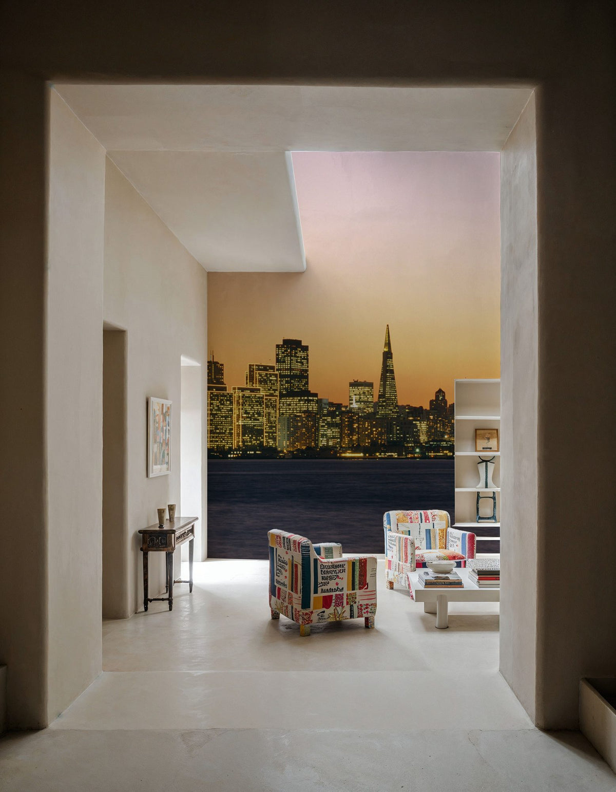 Sunset Metropolis Mural Wallpaper - Red Tone - room preview 04
