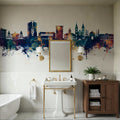 Paramaribo Suriname Skyline Blue & Bronze Mural Wallpaper - room preview 04