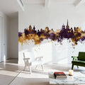 Lausanne Switzerland Skyline Purple & Gold Mural Wallpaper - room preview 04