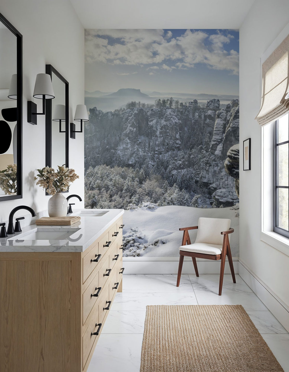 Swiss Winter Panorama Mural Wallpaper - room preview 04