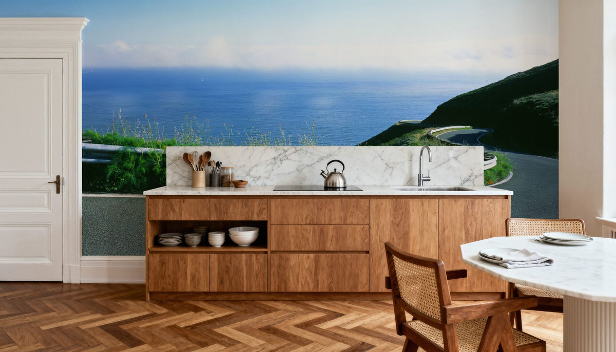 Coastal Highway Journey Blue Mural Wallpaper - room preview 04