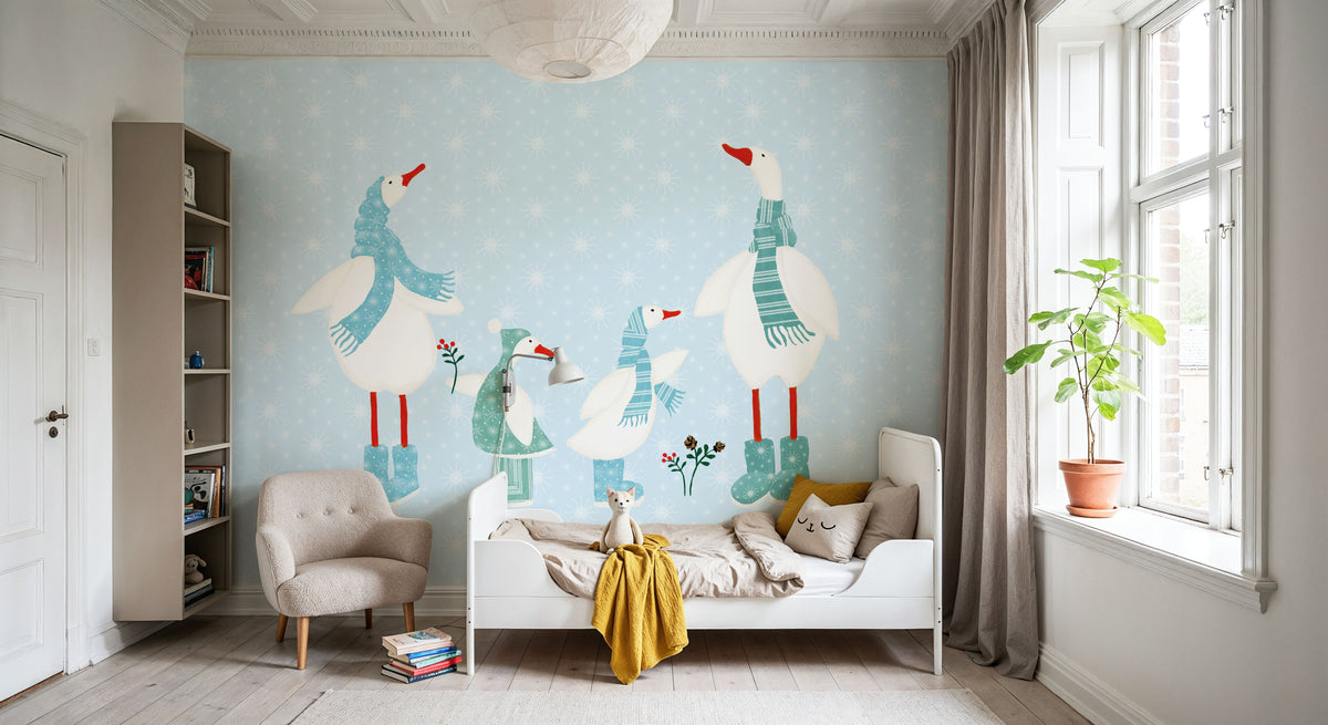 Ducks in the Snow I Mural Wallpaper - room preview 04