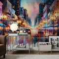 Miami Street At Night Mural Wallpaper - room preview 04