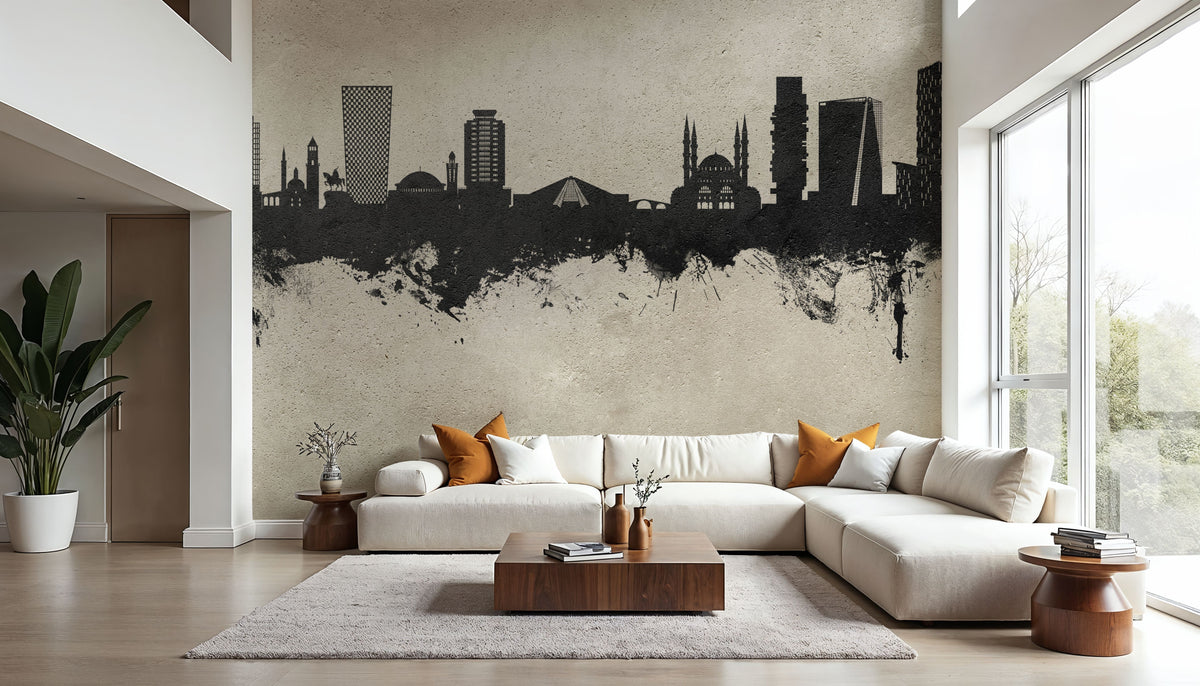 Tirana Skyline Concrete Mural Wallpaper - room preview 04