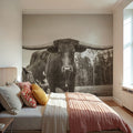 Longhorn Pastures Sepia Mural Wallpaper - room preview 04
