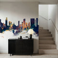 Honolulu Hawaii Skyline Blue & Bronze Mural Wallpaper - room preview 04
