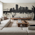 Toledo Ohio Skyline Concrete Mural Wallpaper - room preview 04