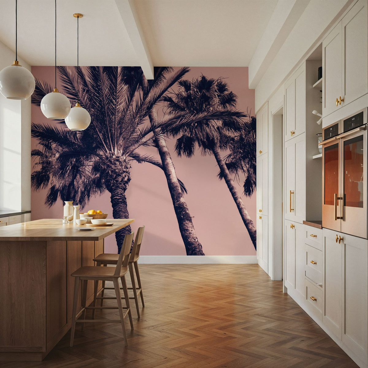 Pink Palms II Mural Wallpaper - room preview 04