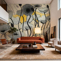Snow Day Gray Flower Mural Wallpaper - room preview 04