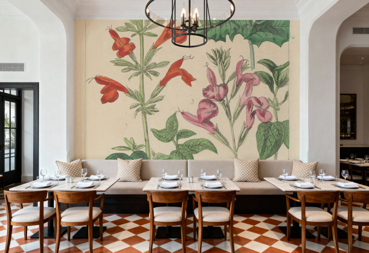 Salvia Florals I Mural Wallpaper - room preview 04