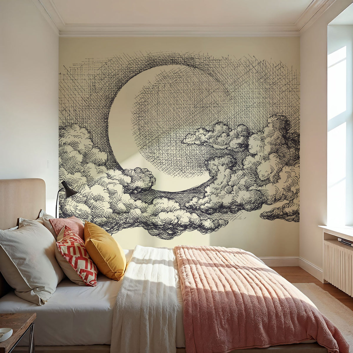 Moon in Clouds Mural Wallpaper - room preview 04