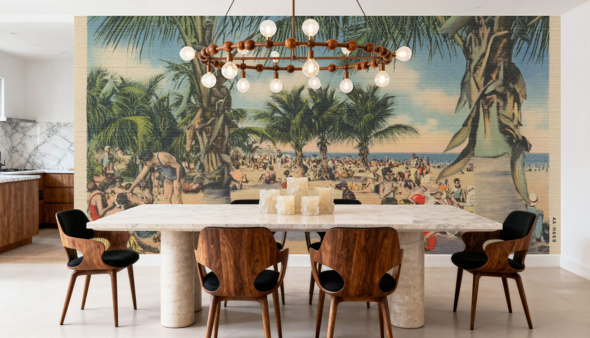 Miami Beach Postcard Mural Wallpaper - room preview 04