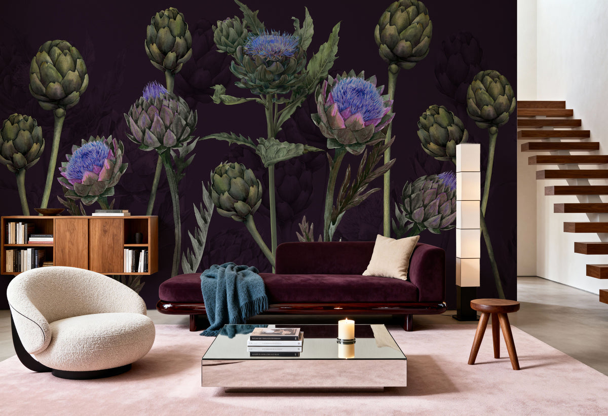 Artichoke Blooms, Midnight Mural Wallpaper - room preview 04
