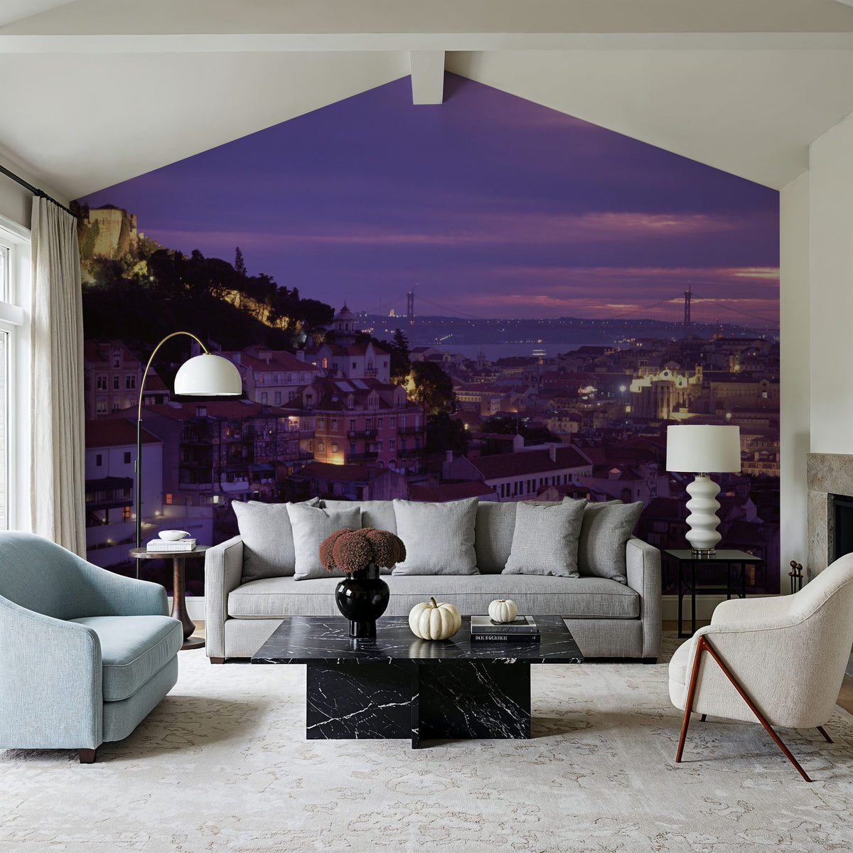 Twilight Castle Panorama Mural Wallpaper - room preview 04