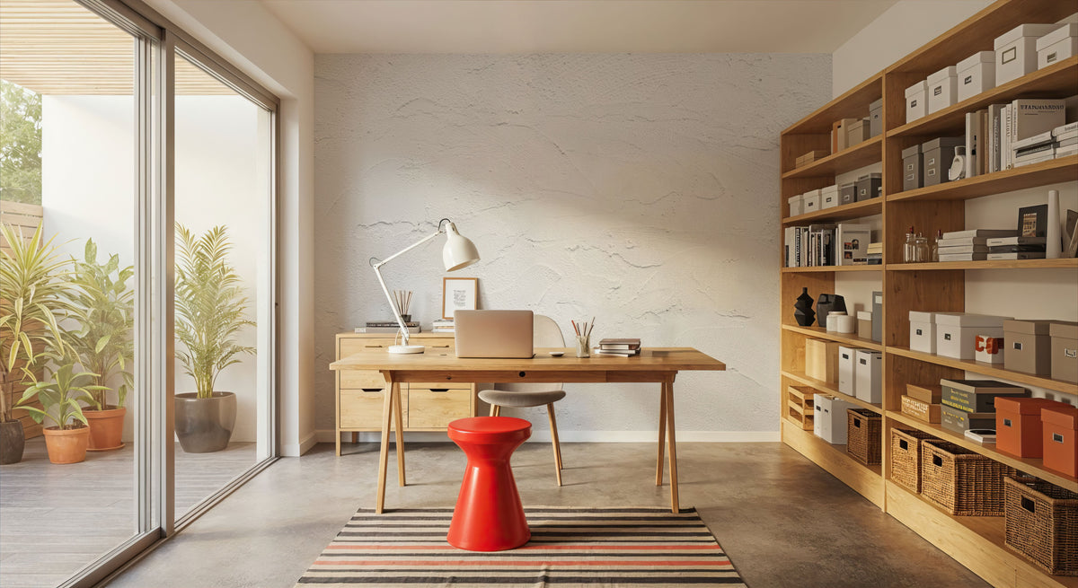 White Plaster Mural Wallpaper - room preview 04