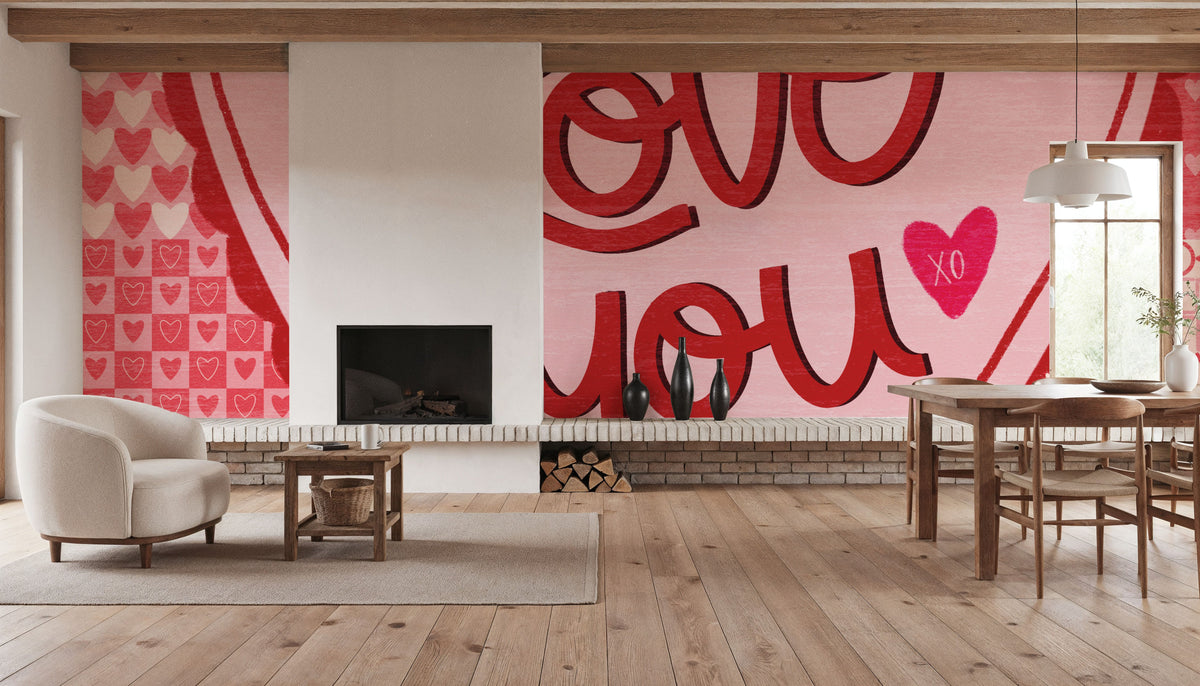 Love You Valentine Mural Wallpaper - room preview 04