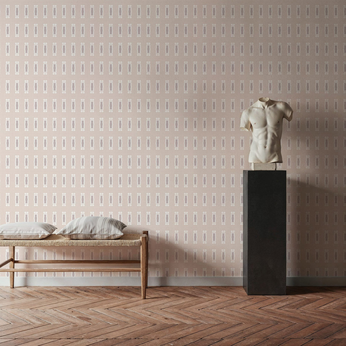 Zelij Rectangles and Leaves Mural Wallpaper - room preview 04