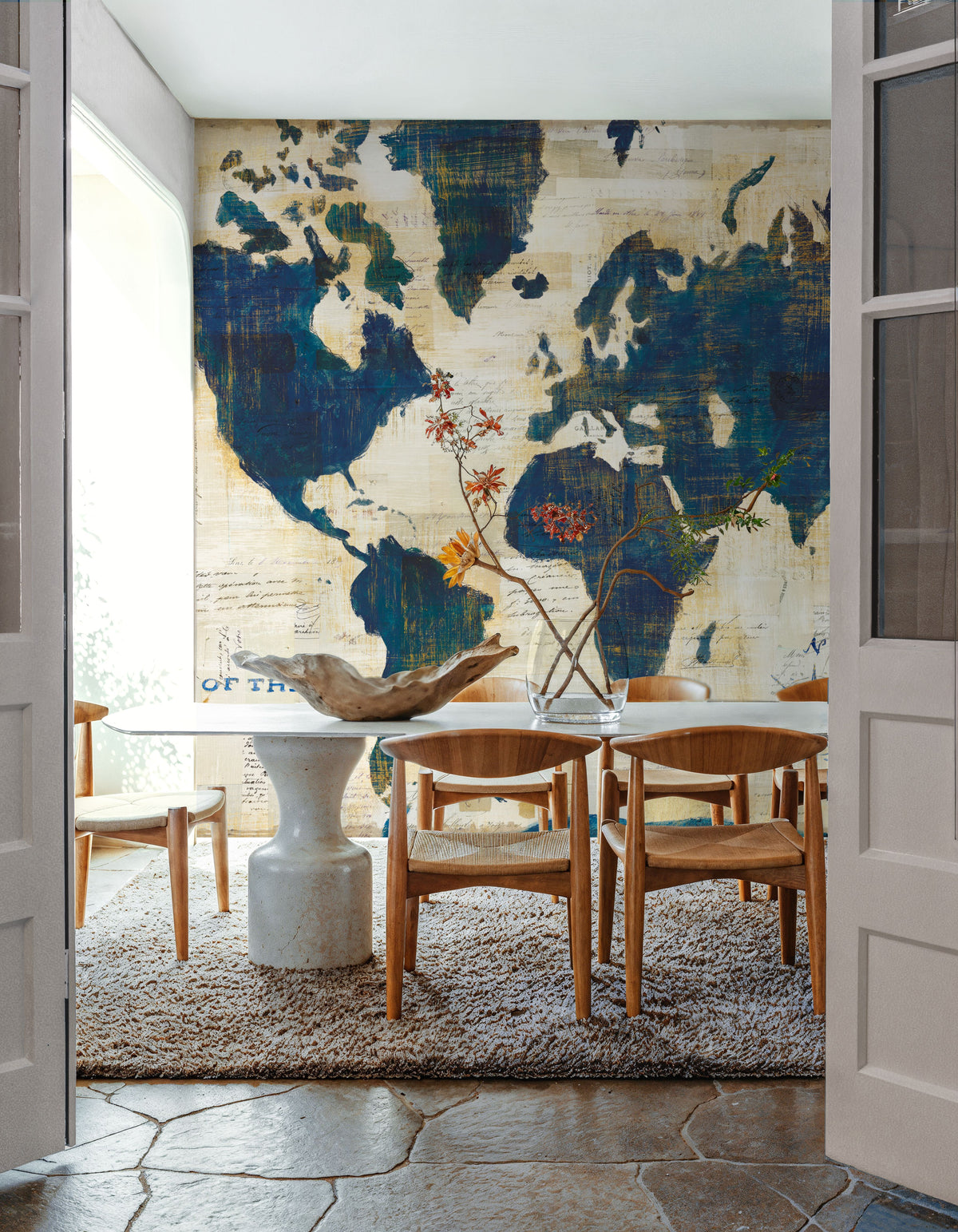 World Map Collage Mural Wallpaper - room preview 04
