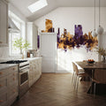 Swansea Wales Skyline Purple & Gold Mural Wallpaper - room preview 04