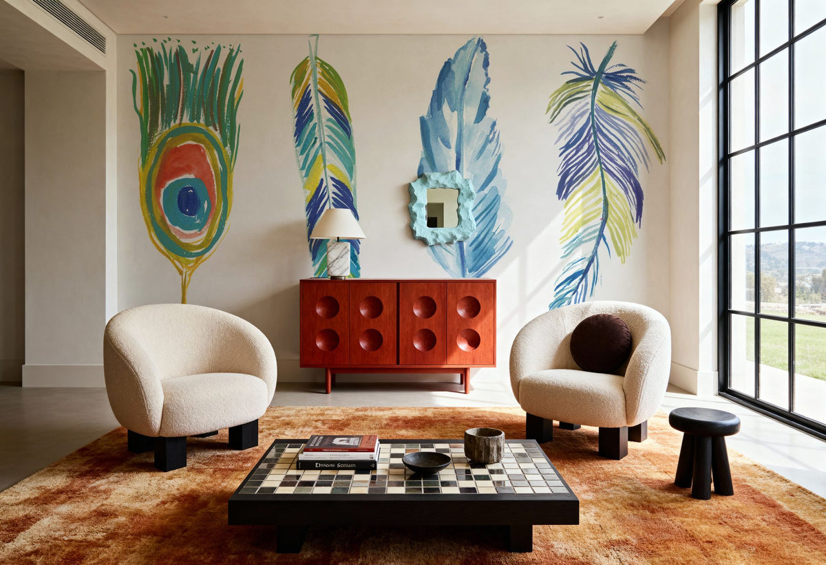 Rainbow Feathers I Mural Wallpaper - room preview 04