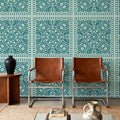 Mission Cement Tiles, Teal Mural Wallpaper - room preview 04