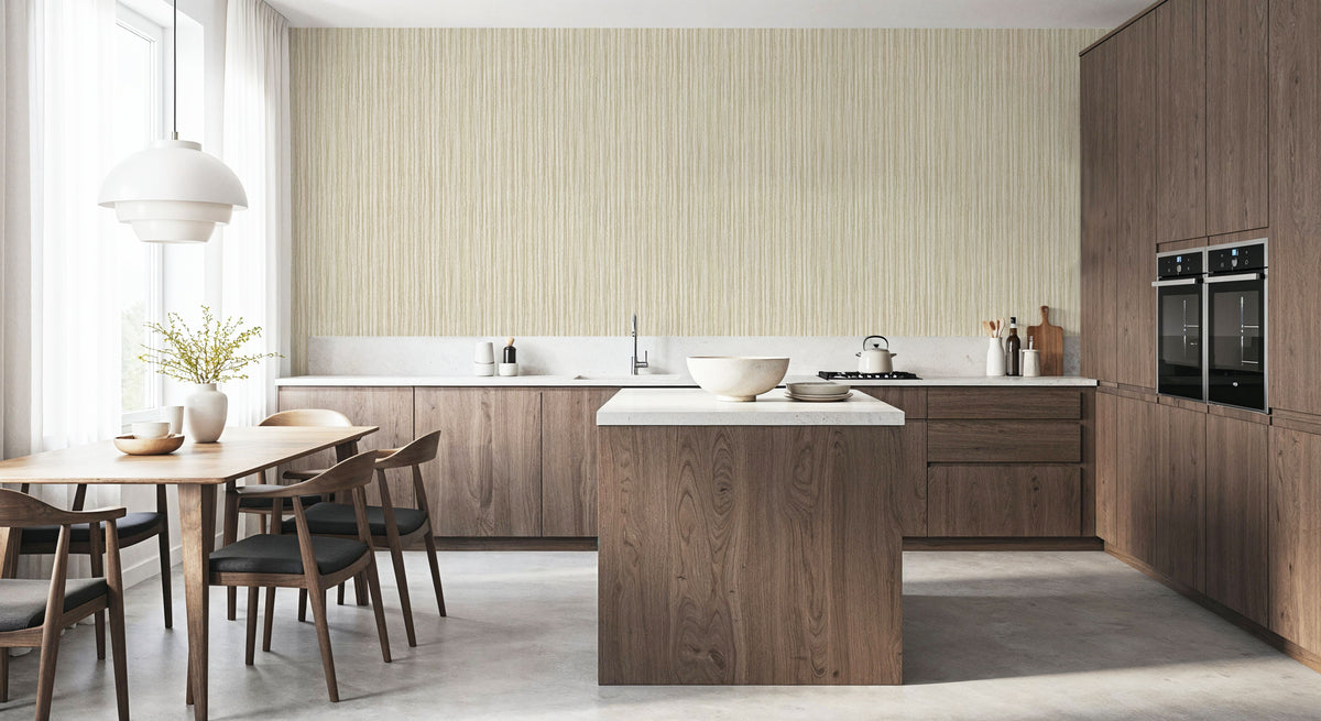 Textured Lines, Beige Mural Wallpaper - room preview 04