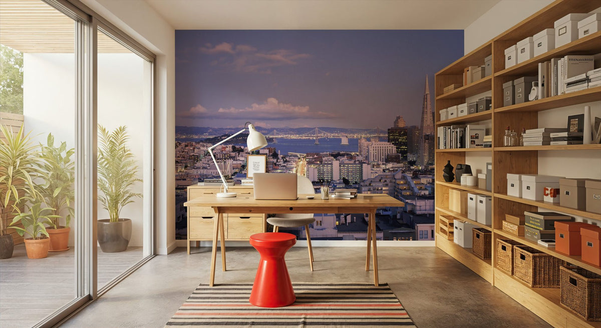 Highrise Twilight Metropolis Mural Wallpaper - room preview 04