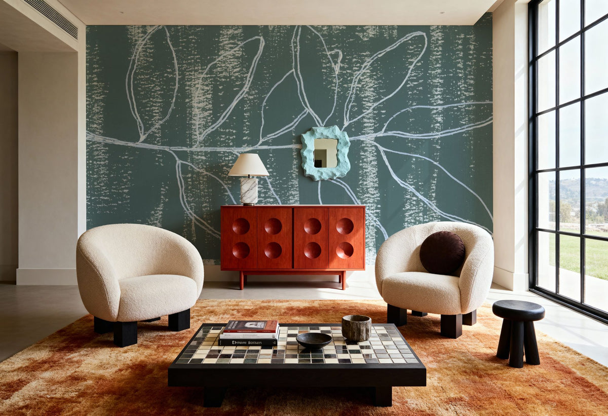Simple Sprigs of Bay Leaf Mural Wallpaper - room preview 04