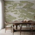 Ukiyo-e Clouds, Pistachio Mural Wallpaper - room preview 04